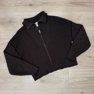 Women's Brown Ribbed Jacket